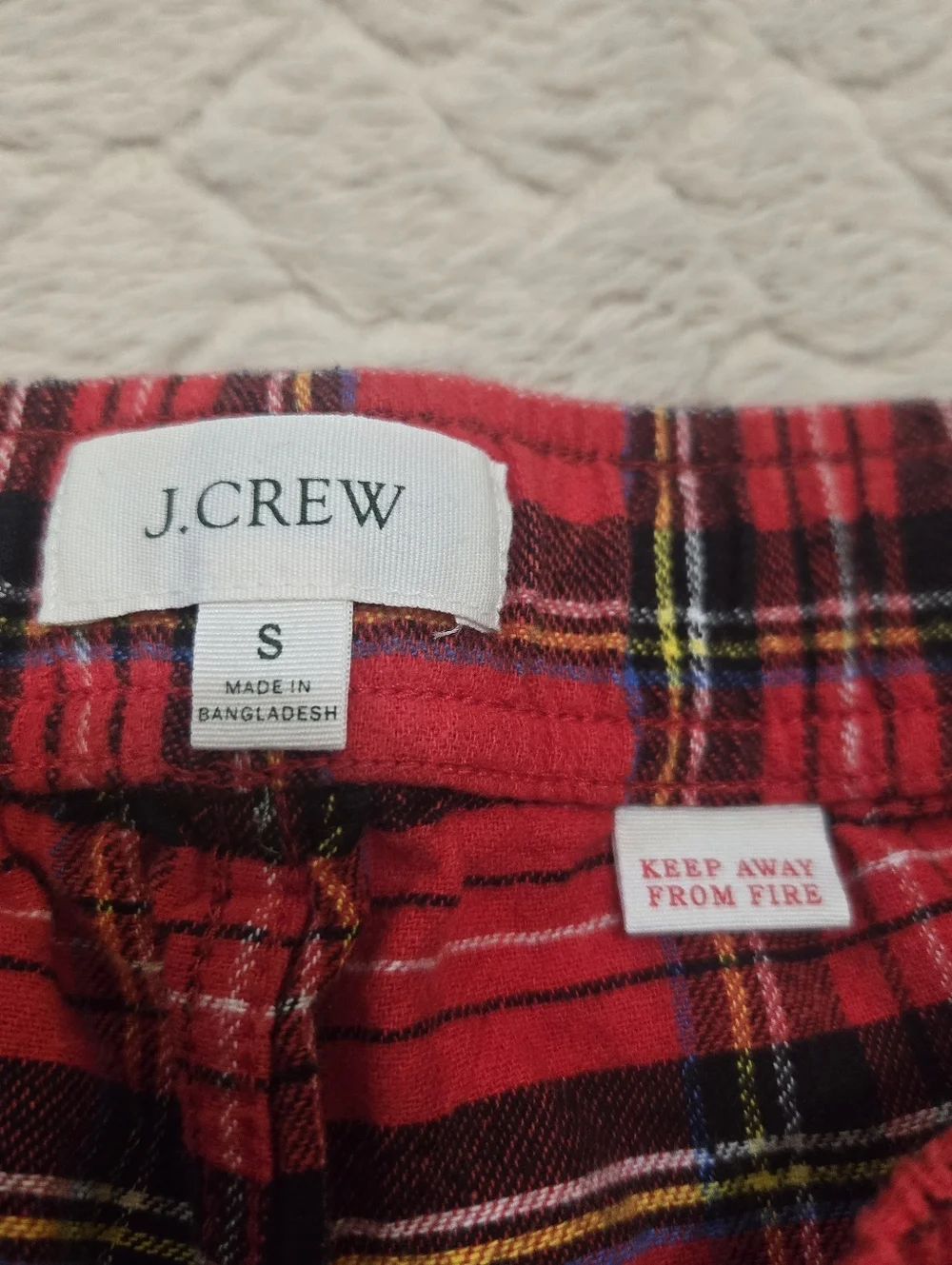 J. Crew Red Plaid Cotton Flannel Pajama Pants, Mens Size Small